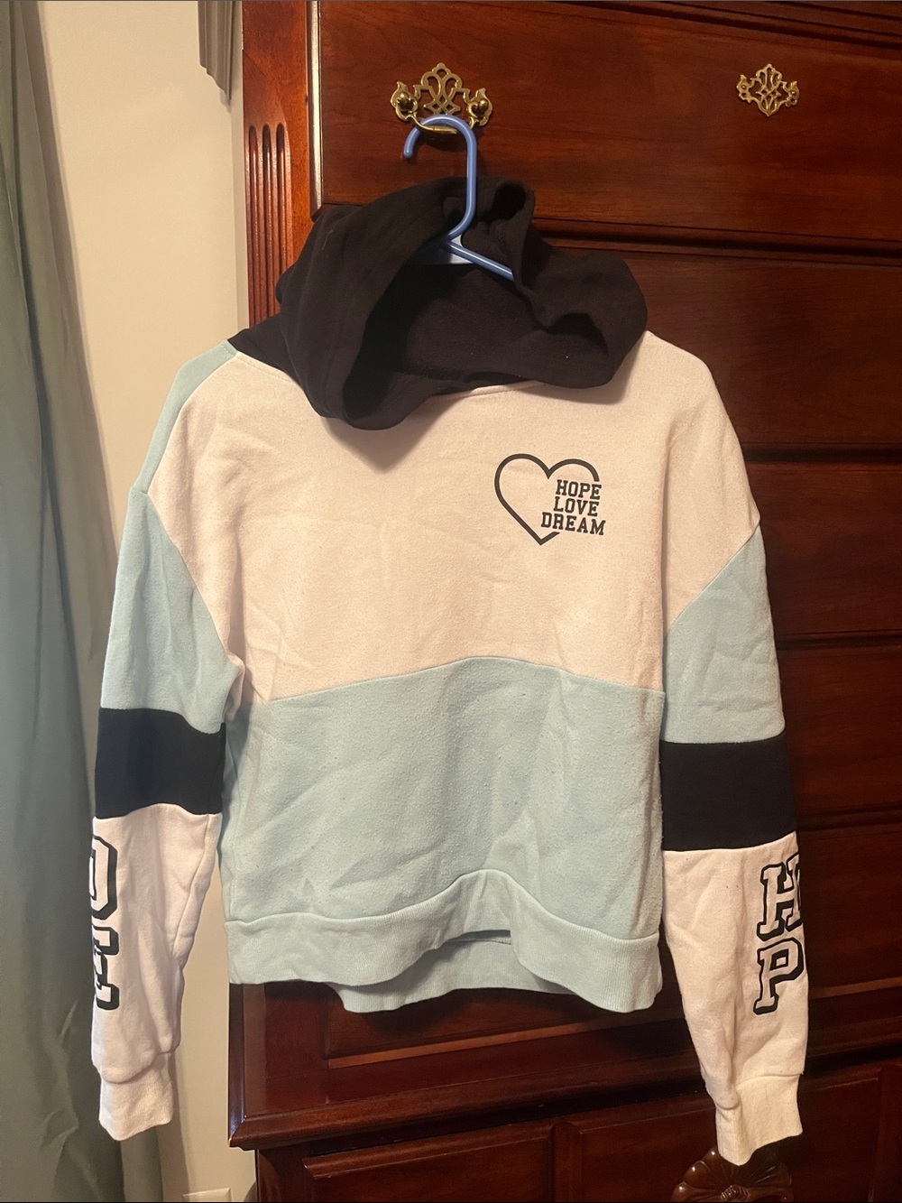 No Boundaries White, Light Blue & Black Colorblock Hoodie